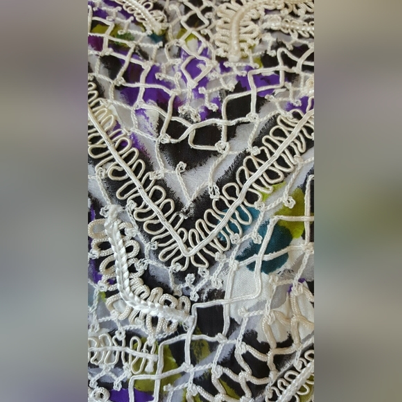 *$4,000 OSCAR DE LA RENTA GORGEOUS SILK LACE RUNWAY MULTI COLOR DRESS US 4, 10 - Picture 10 of 15